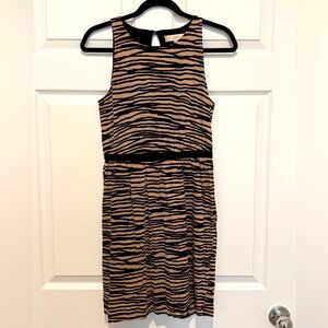 LOFT Zebra Print Dress - Black and Tan